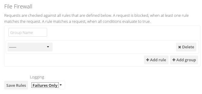 Empty File Firewall configuration panel.