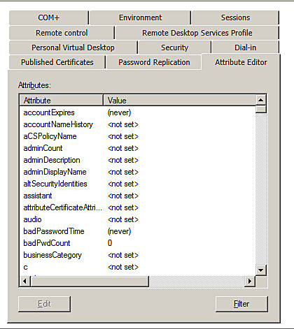 Active Directory Attribute editor.