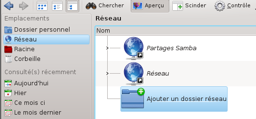 Copie d'écran de la configuration du gestionnaire de fichiers Dolphin pour utiliser WebDAV.