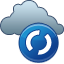 Icône d'état, nuage avec une icône bleue avec deux arcs de cerche blancs.